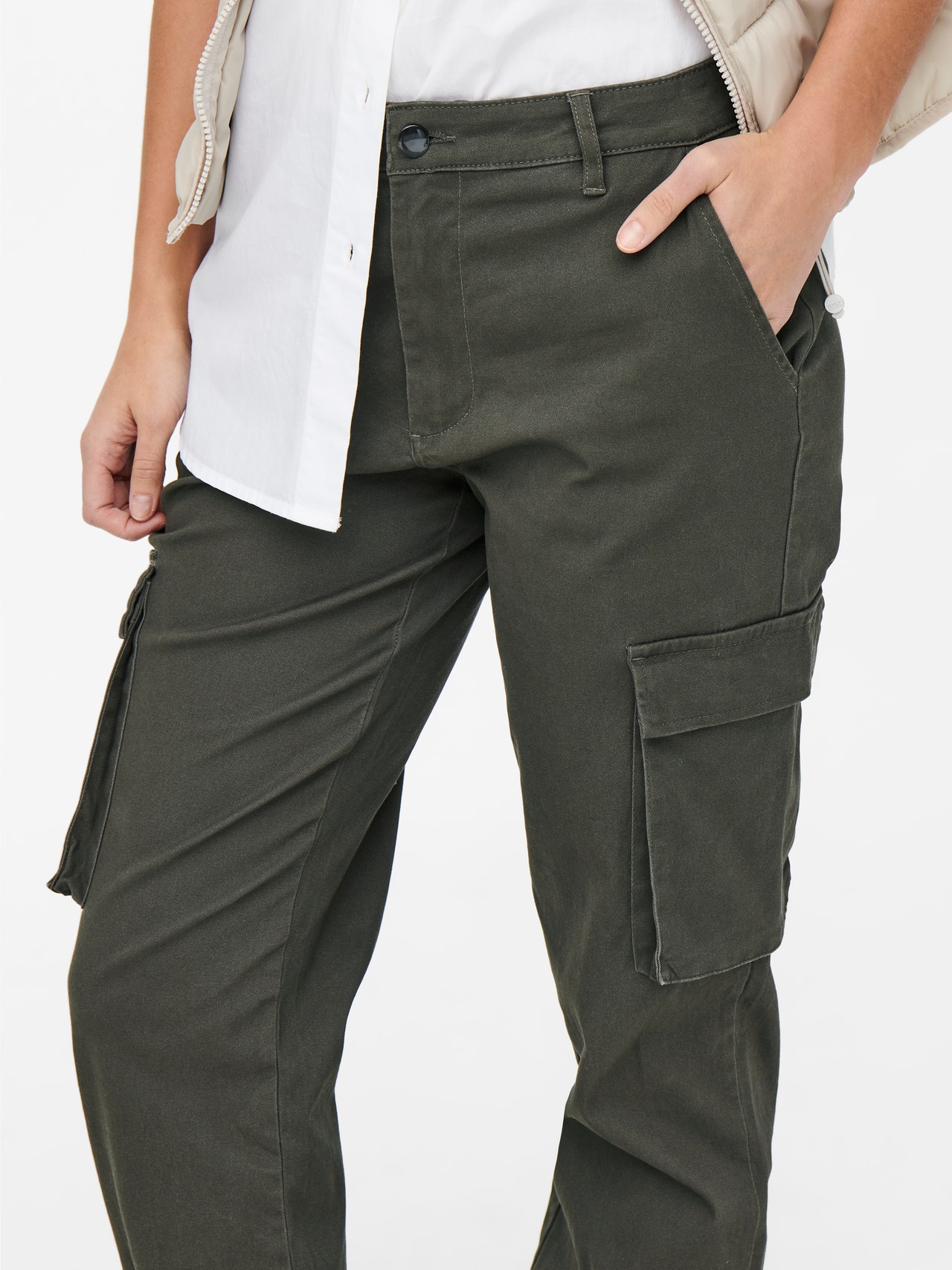 ONLY Comfort Fit Mid waist Trousers -Beluga - 15187743