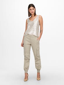 ONLY Mid waist Cargo trousers -Humus - 15187743