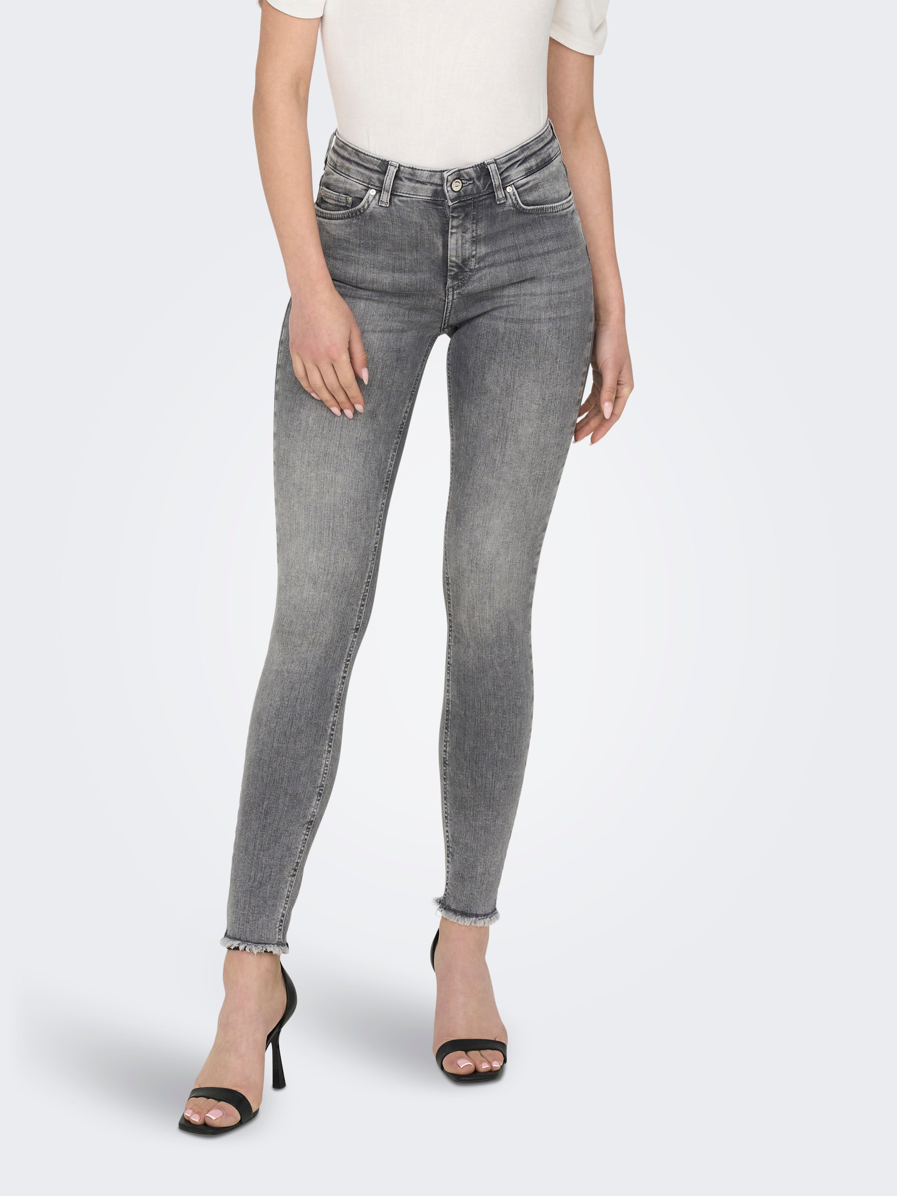 ONLBLUSH Mittlere Taille Skinny Fit Jeans | Mittelgrau | ONLY®