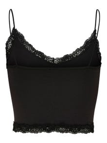 ONLY Cropped top with lace edges -Black - 15190175