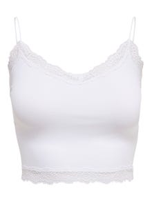 ONLY Cropped top with lace edges -Bright White - 15190175