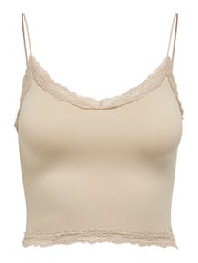 ONLY Cropped top with lace edges -Nude - 15190175