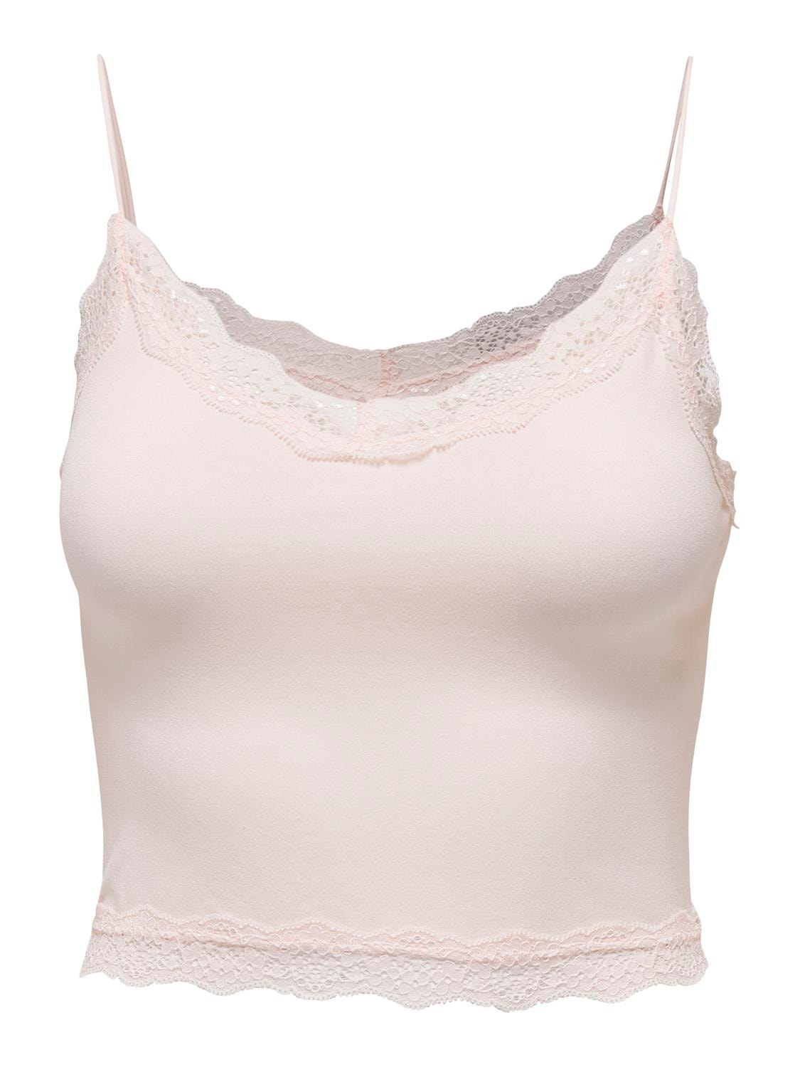 ONLY Cropped top with lace edges -Pearl - 15190175