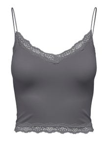 ONLY Cropped top with lace edges -Thunderstorm - 15190175