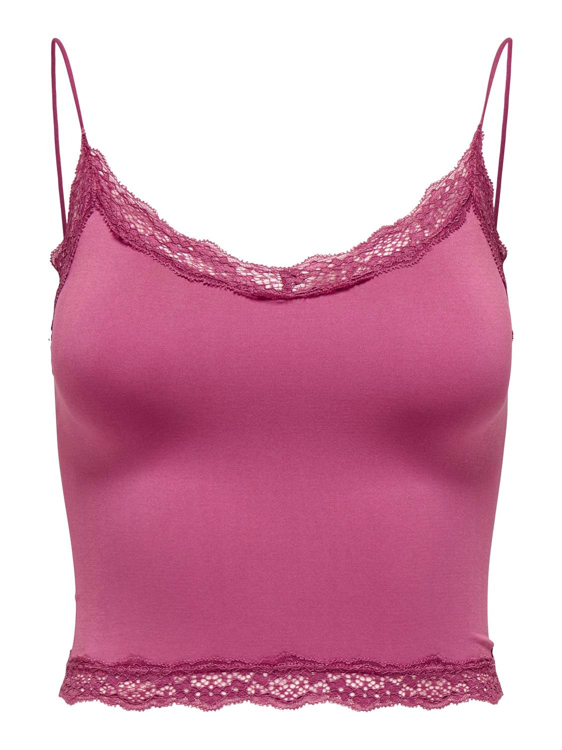 ONLY Cropped top med blondekant -Dry Rose - 15190175