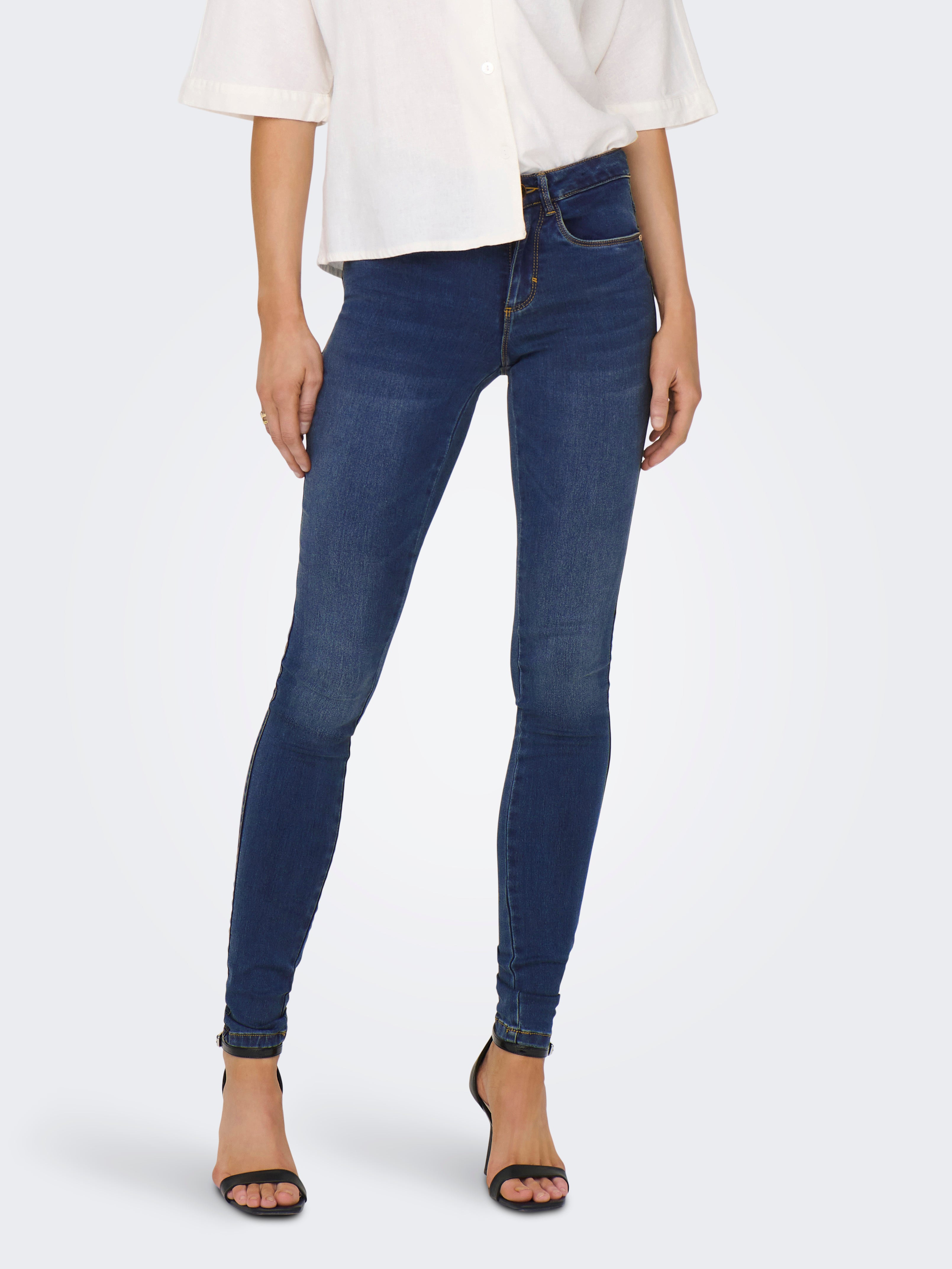 ONLROYAL Mittlere Taille Skinny Fit Jeans | Dunkelblau | ONLY®