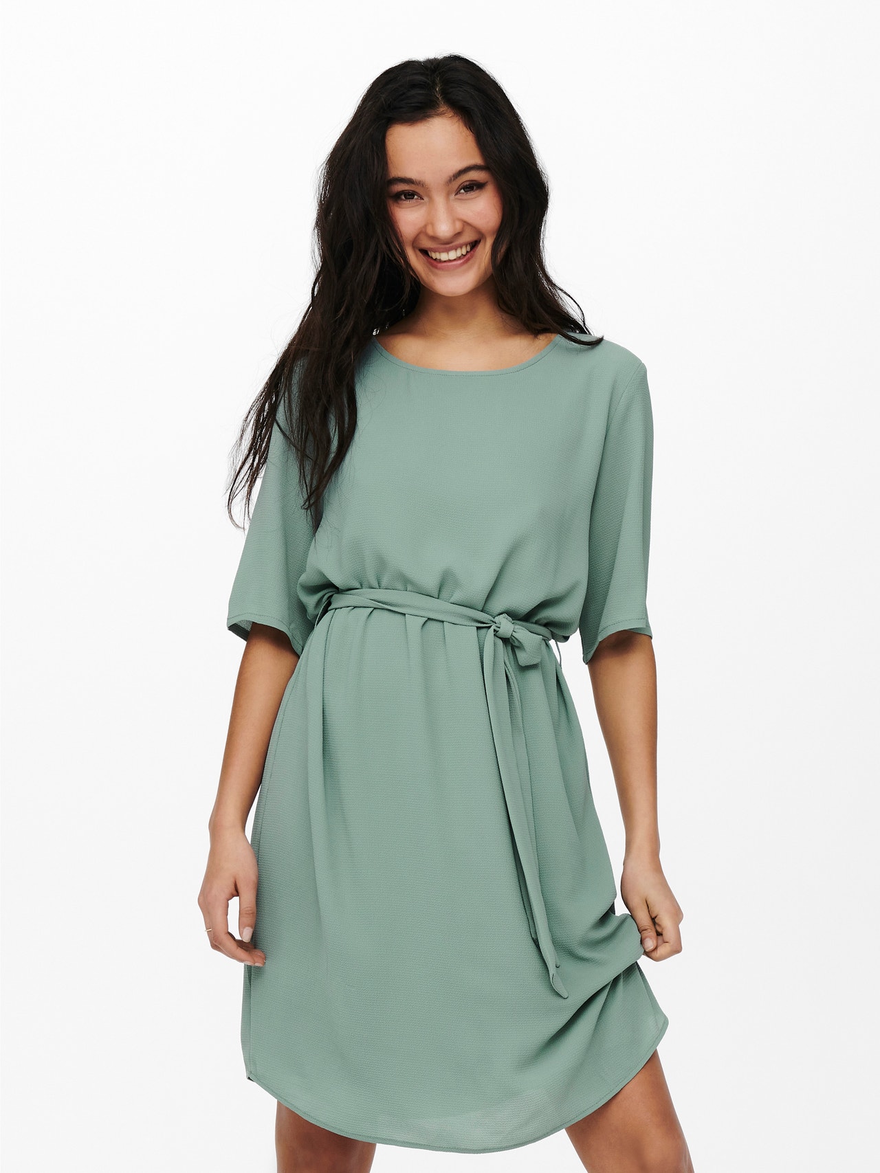 ONLY Regular Fit O-Neck Short dress -Chinois Green - 15190690