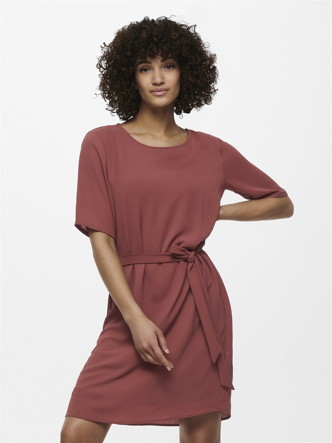 ONLY Mini Solid color Belt Dress -Apple Butter - 15190690