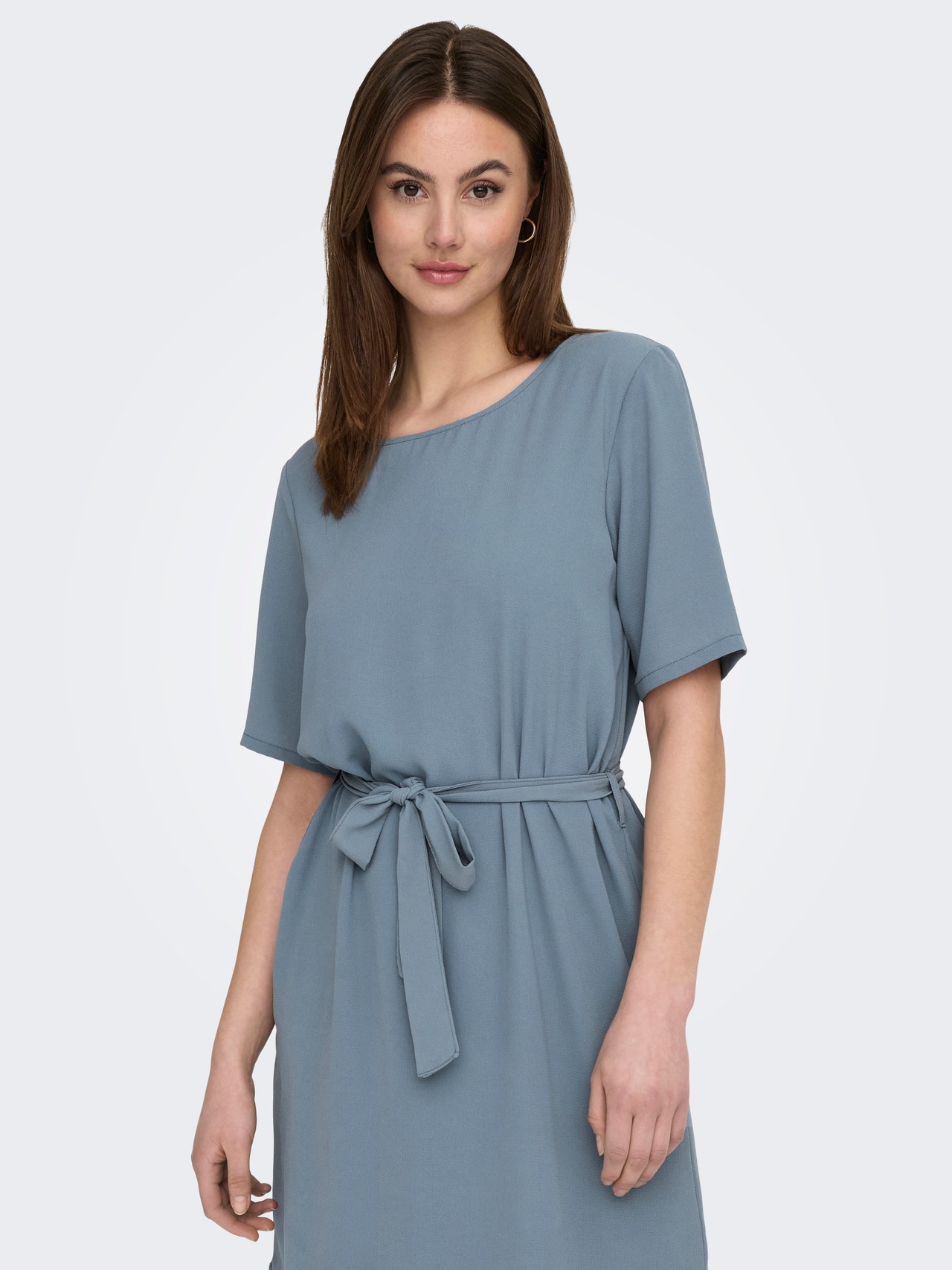 ONLY Mini Solid color Belt Dress -Blue Mirage - 15190690