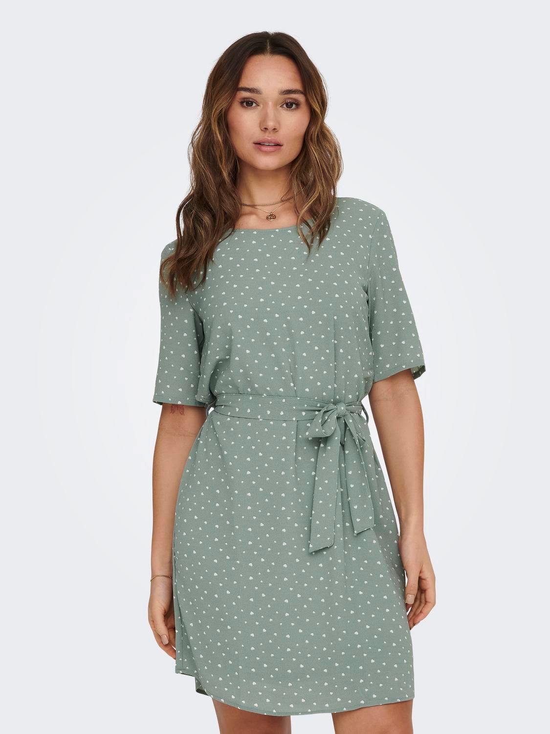 ONLY Mini Solid color Belt Dress -Chinois Green - 15190690