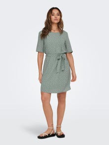 ONLY Regular Fit O-Neck Short dress -Chinois Green - 15190690