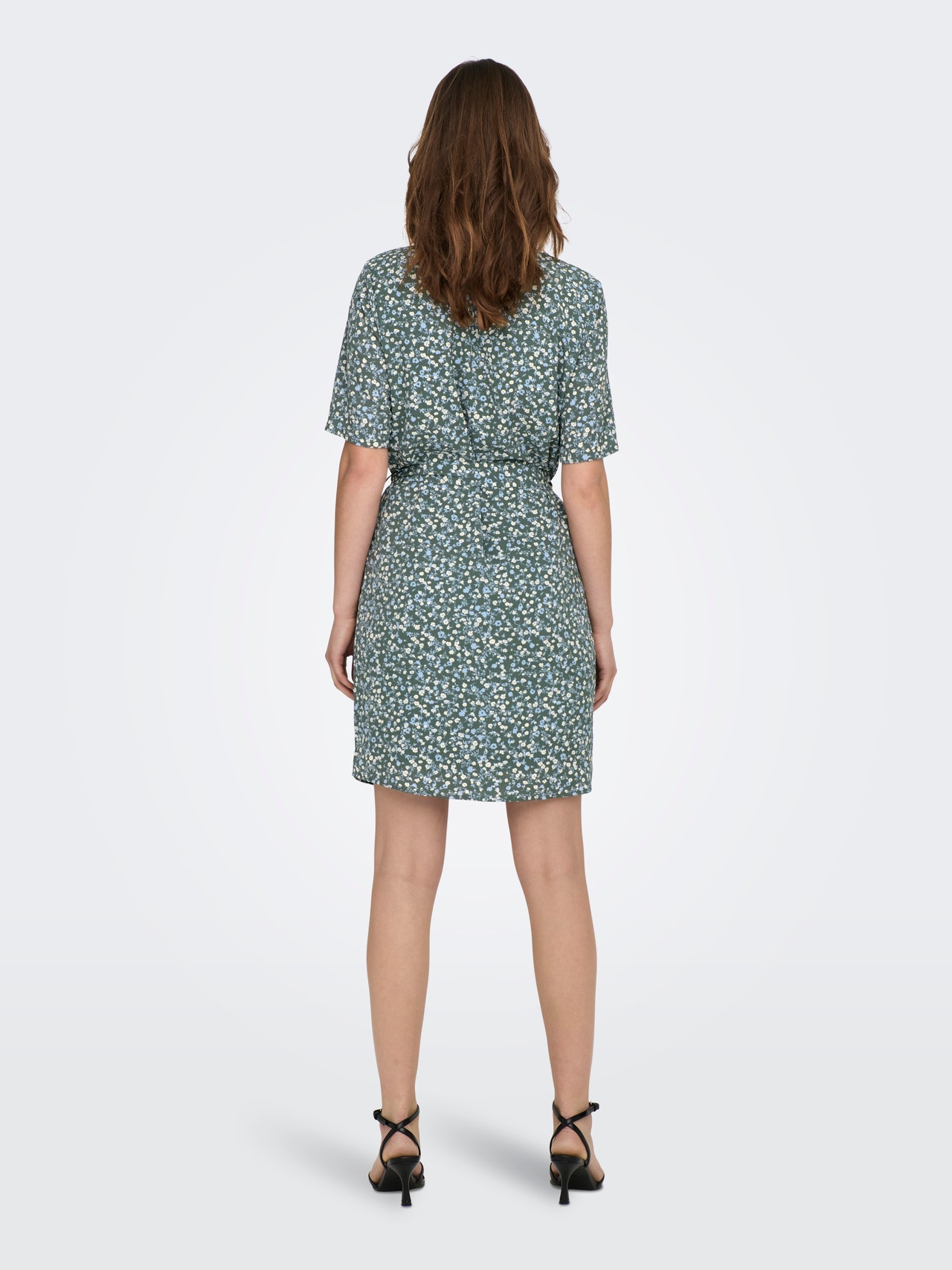 ONLY Mini Solid color Belt Dress -Balsam Green - 15190690