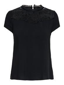 ONLY O-neck top with lace -Black - 15191412