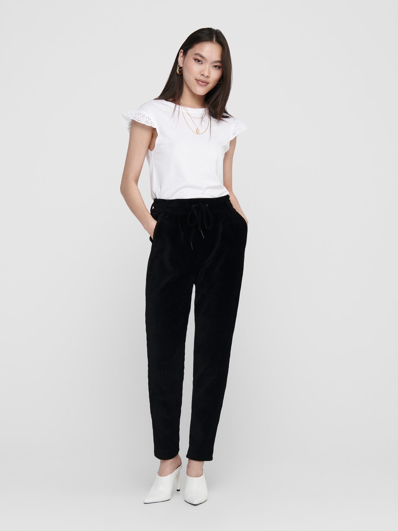 ONLY Poptrash corduroy Trousers -Black - 15191641