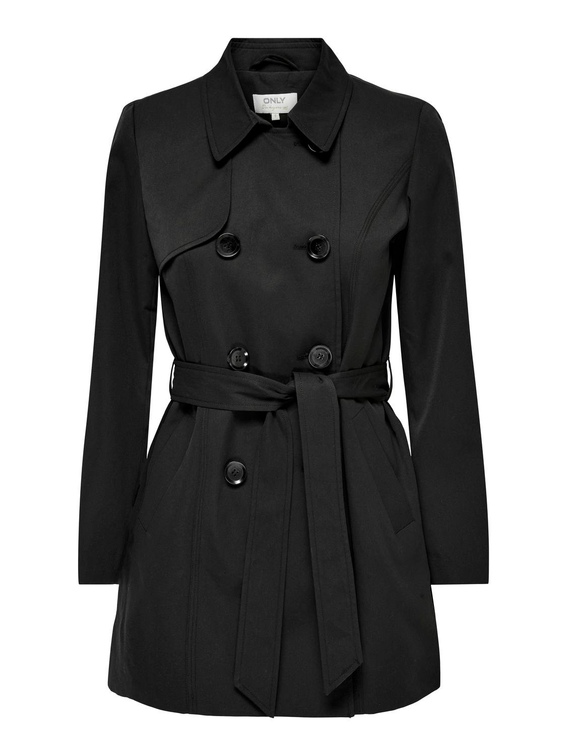 Short solid color Trenchcoat | Black | ONLY®