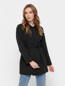 ONLY Double-breasted Trenchcoat -Black - 15191821