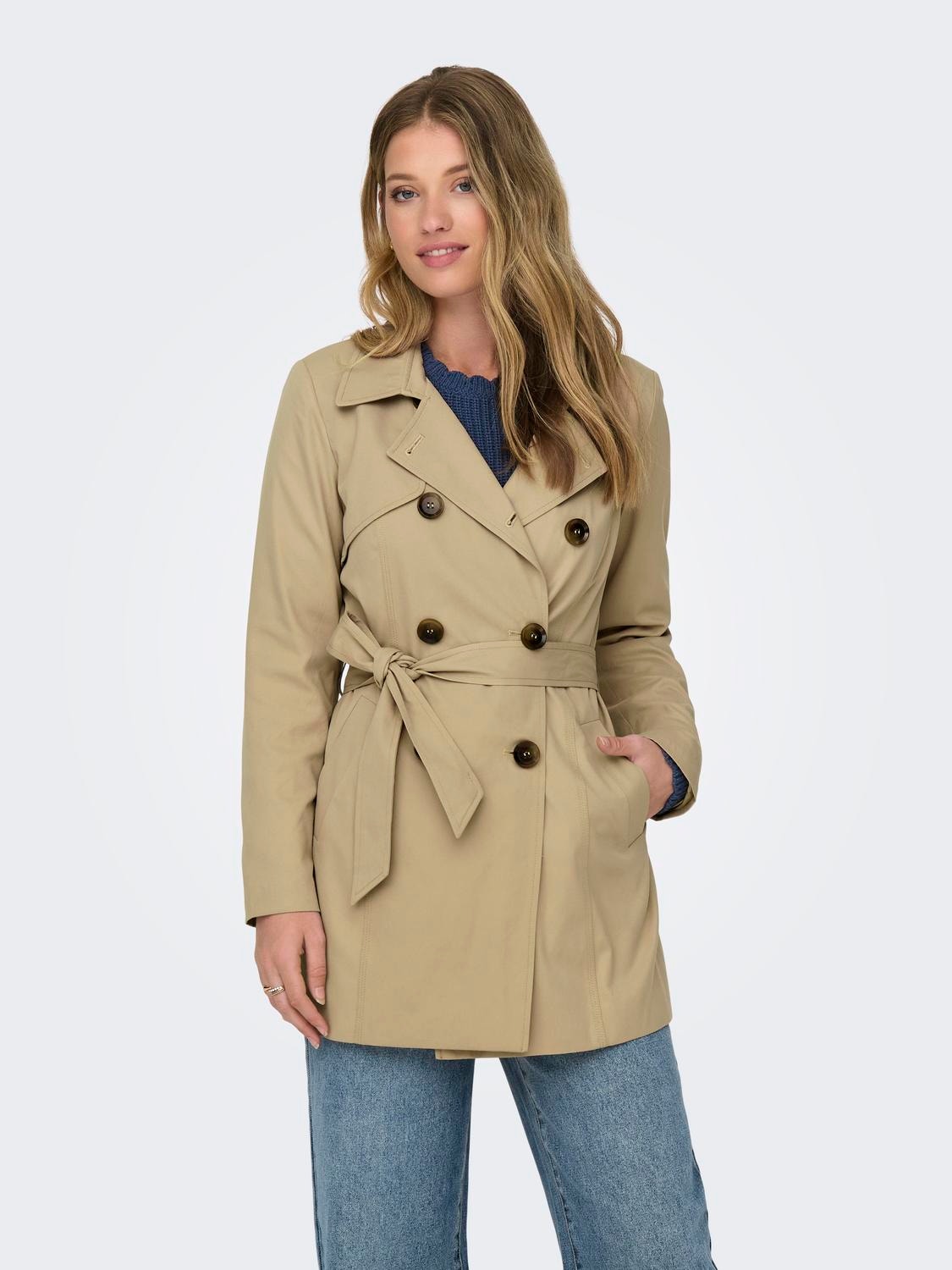 ONLY Short solid color Trenchcoat -Ginger Root - 15191821