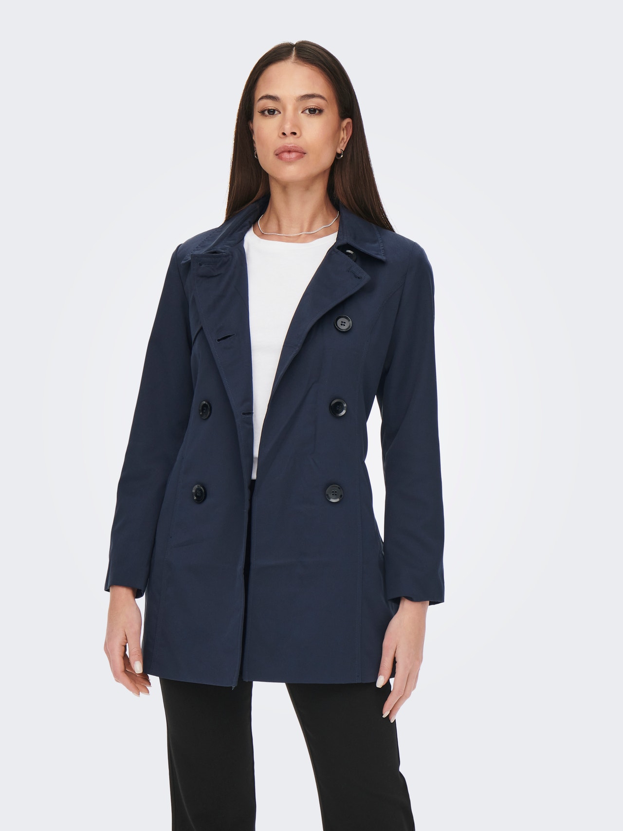 ONLY Short solid color Trenchcoat -Night Sky - 15191821