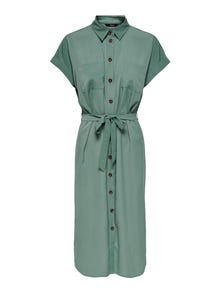ONLY Regular Fit Shirt collar Fold-up cuffs Long dress -Laurel Wreath - 15191953