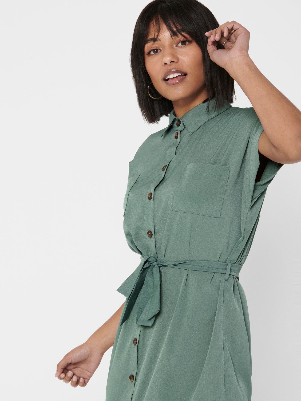 Bindegürtel Blusenkleid | Mittelgrün | ONLY® | Sommerkleider
