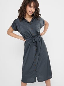 ONLY Regular fit Overhemd kraag Mouwuiteinden met omslag Lange jurk -India Ink - 15191953