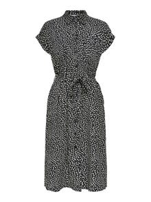 ONLY Midi Skjortekjole med bindebælte -Black - 15191953