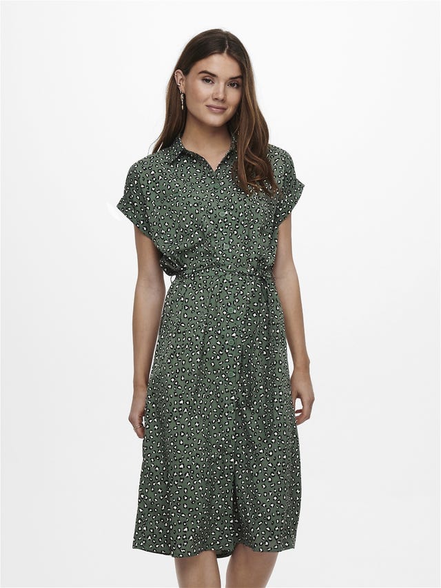 ONLY Regular fit Overhemd kraag Mouwuiteinden met omslag Lange jurk - 15191953