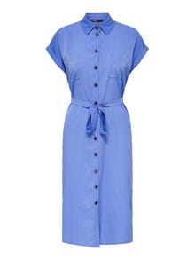 ONLY Normal geschnitten Hemdkragen Umgeschlagene Ärmelbündchen Langes Kleid -Ultramarine - 15191953