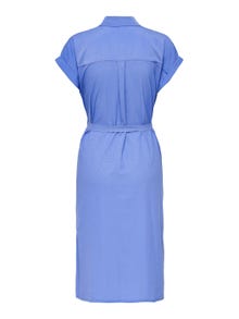 ONLY Normal geschnitten Hemdkragen Umgeschlagene Ärmelbündchen Langes Kleid -Ultramarine - 15191953