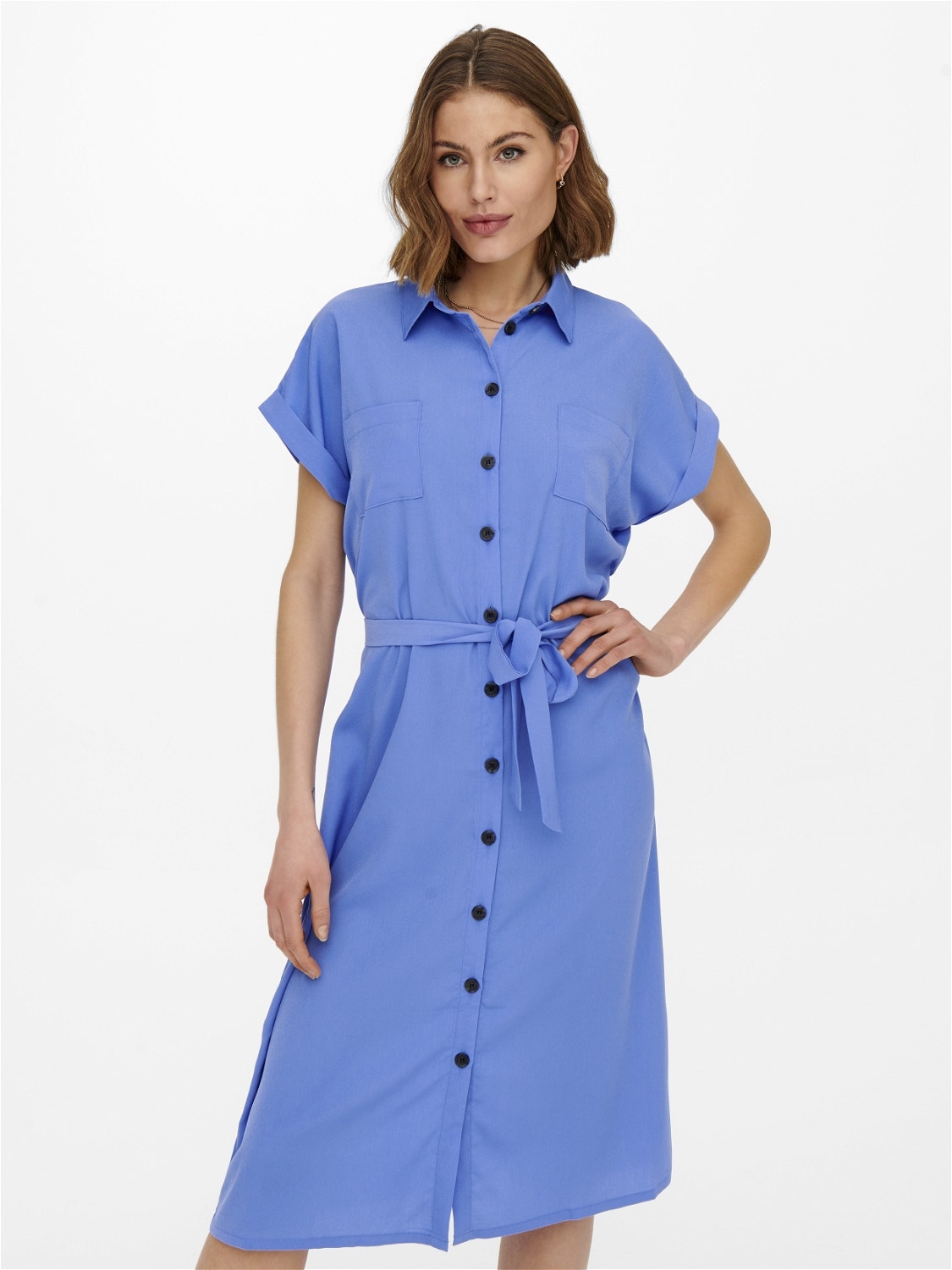ONLY Regular fit Overhemd kraag Mouwuiteinden met omslag Lange jurk -Ultramarine - 15191953
