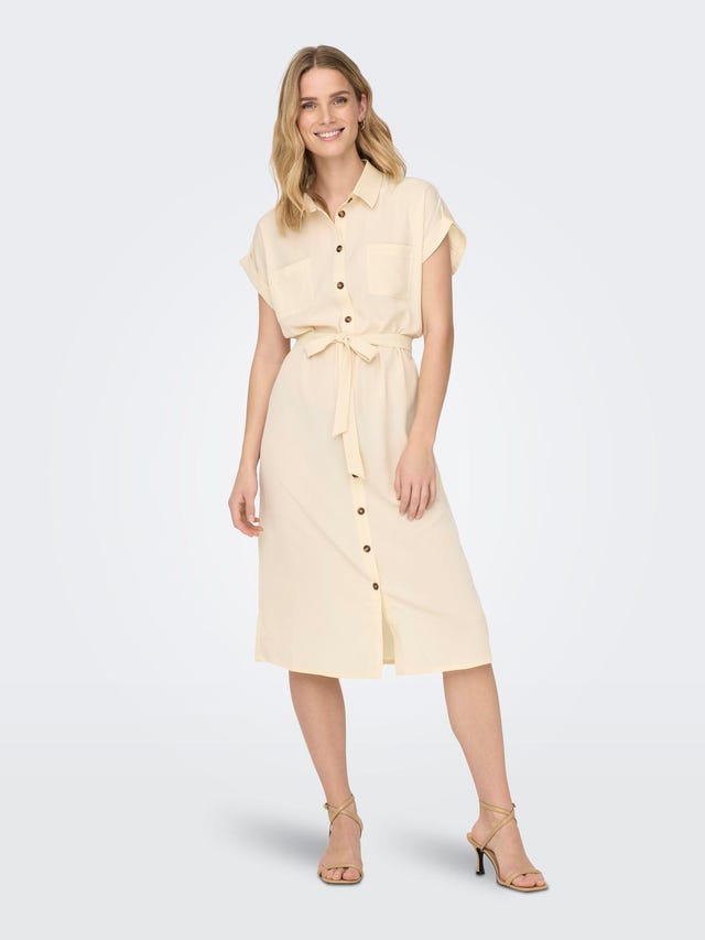 ONLY Regular fit Overhemd kraag Mouwuiteinden met omslag Lange jurk - 15191953