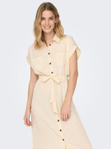 ONLY Regular Fit Shirt collar Fold-up cuffs Long dress -Birch - 15191953