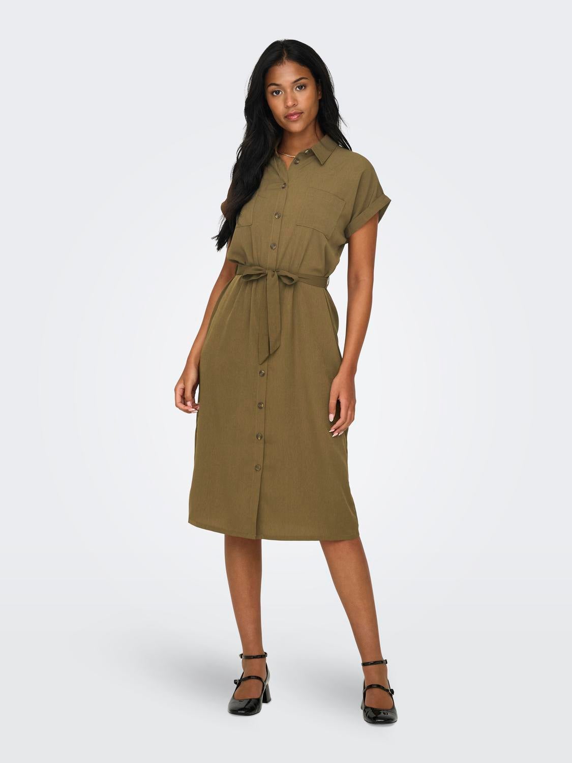 Fitted waist clearance shirt dress