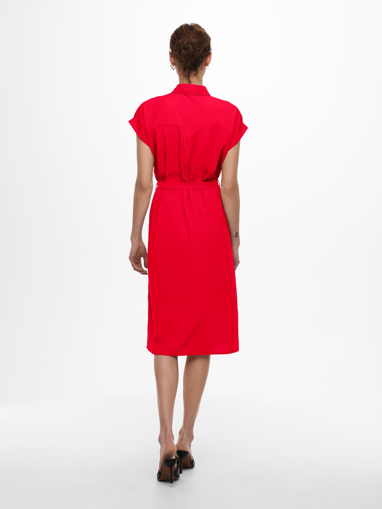 ONLY Regular fit Overhemd kraag Mouwuiteinden met omslag Lange jurk -High Risk Red - 15191953
