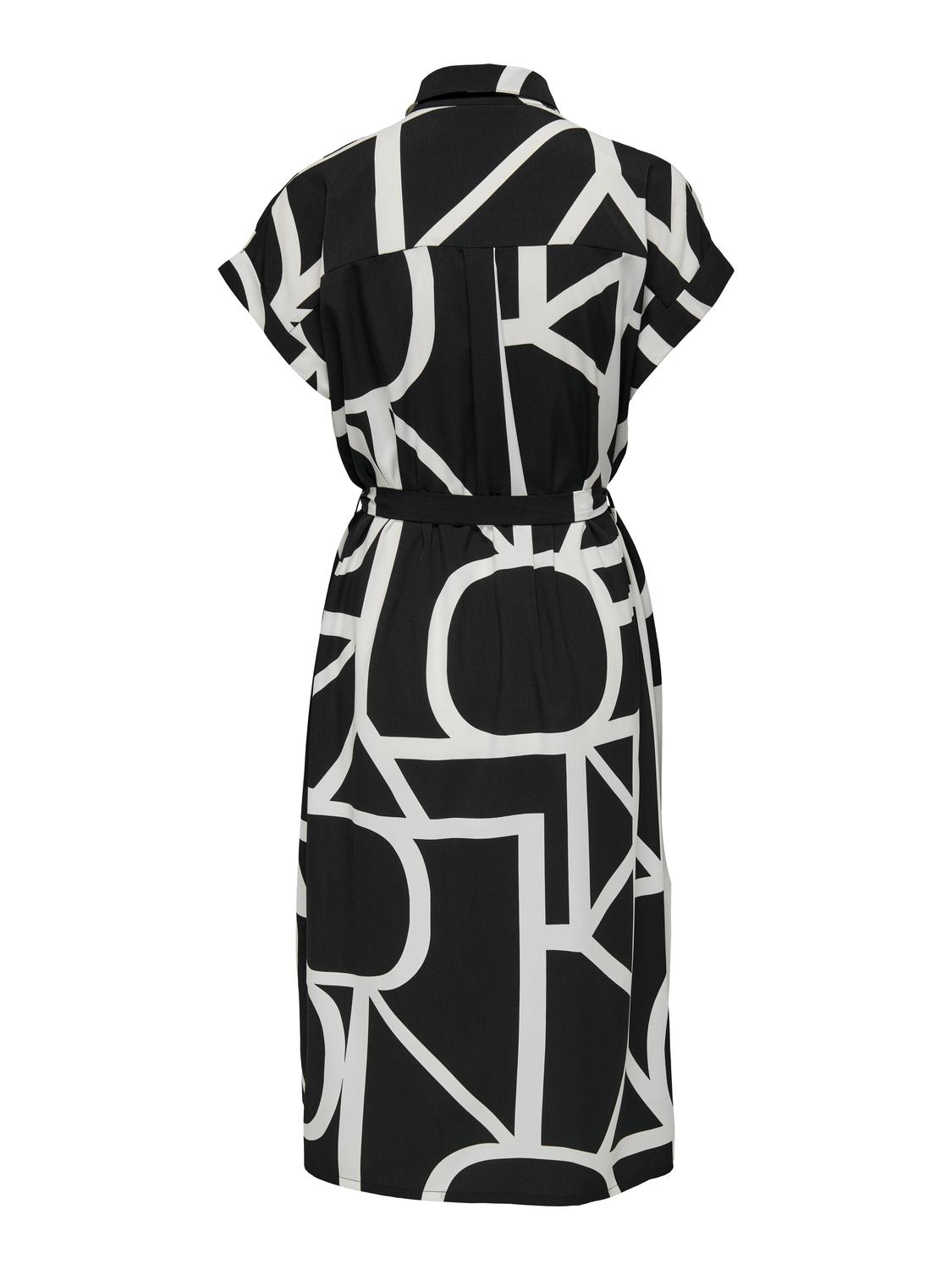 ONLY Normal geschnitten Hemdkragen Umgeschlagene Ärmelbündchen Langes Kleid -Black - 15191953