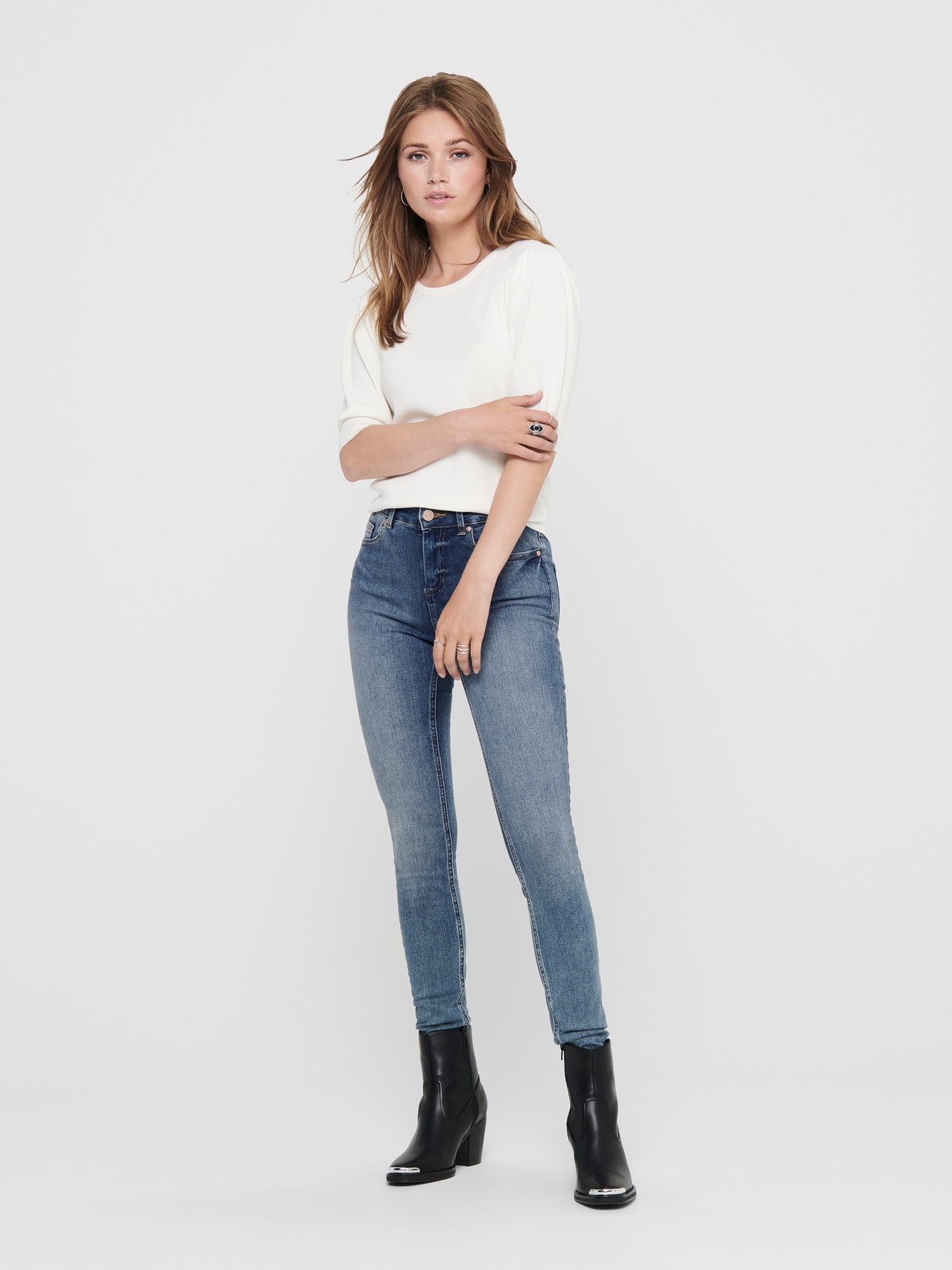 ONLY ONLBLUSH Střední pas Skinny Fit Džíny -Light Blue Denim - 15192917