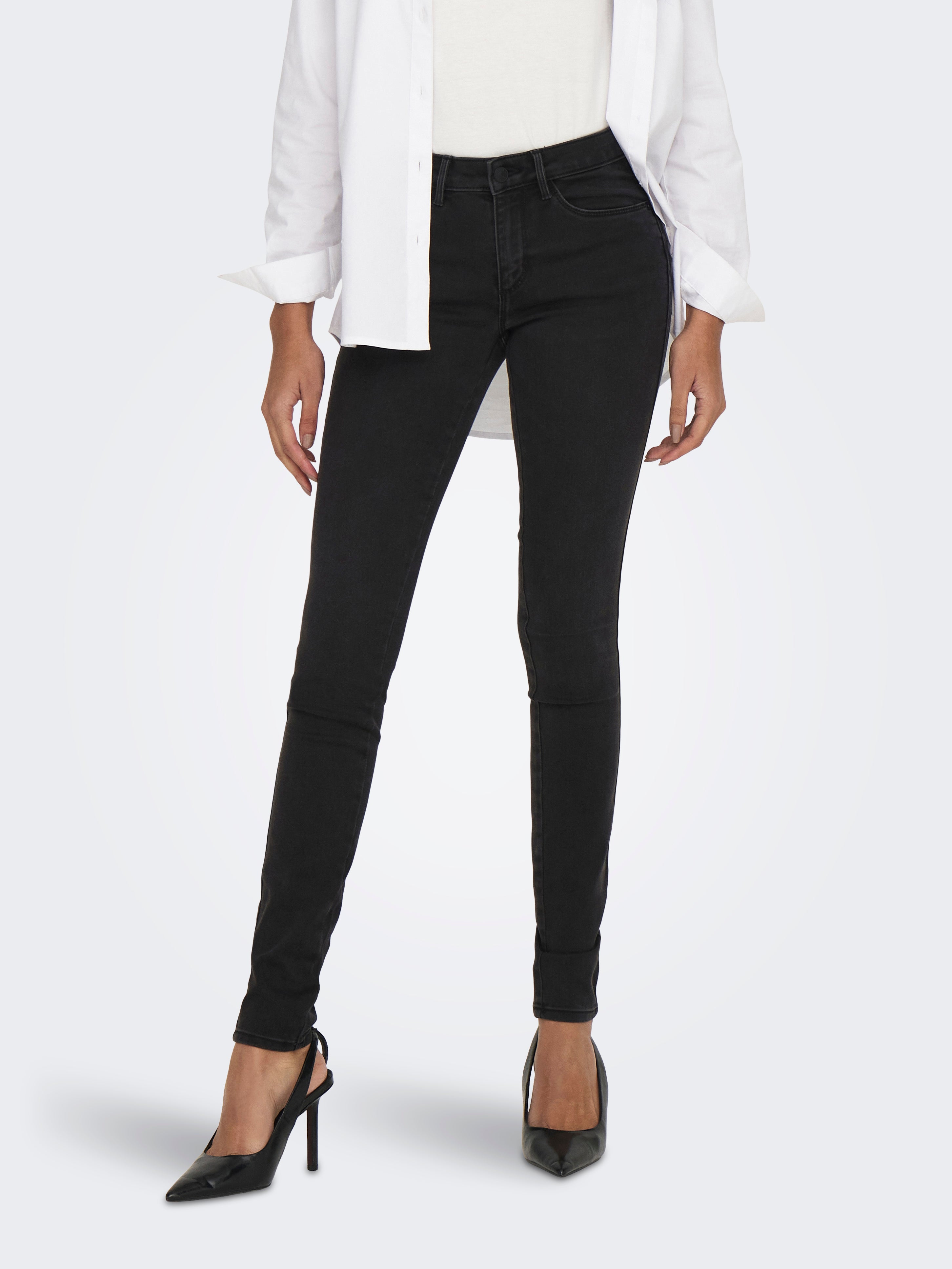 ONLROYAL Mittlere Taille Skinny Fit Jeans | Schwarz | ONLY®