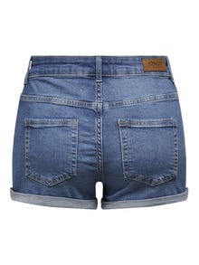 ONLY Skinny Fit Hohe Taille Säume zum Umschlagen Shorts -Medium Blue Denim - 15193715