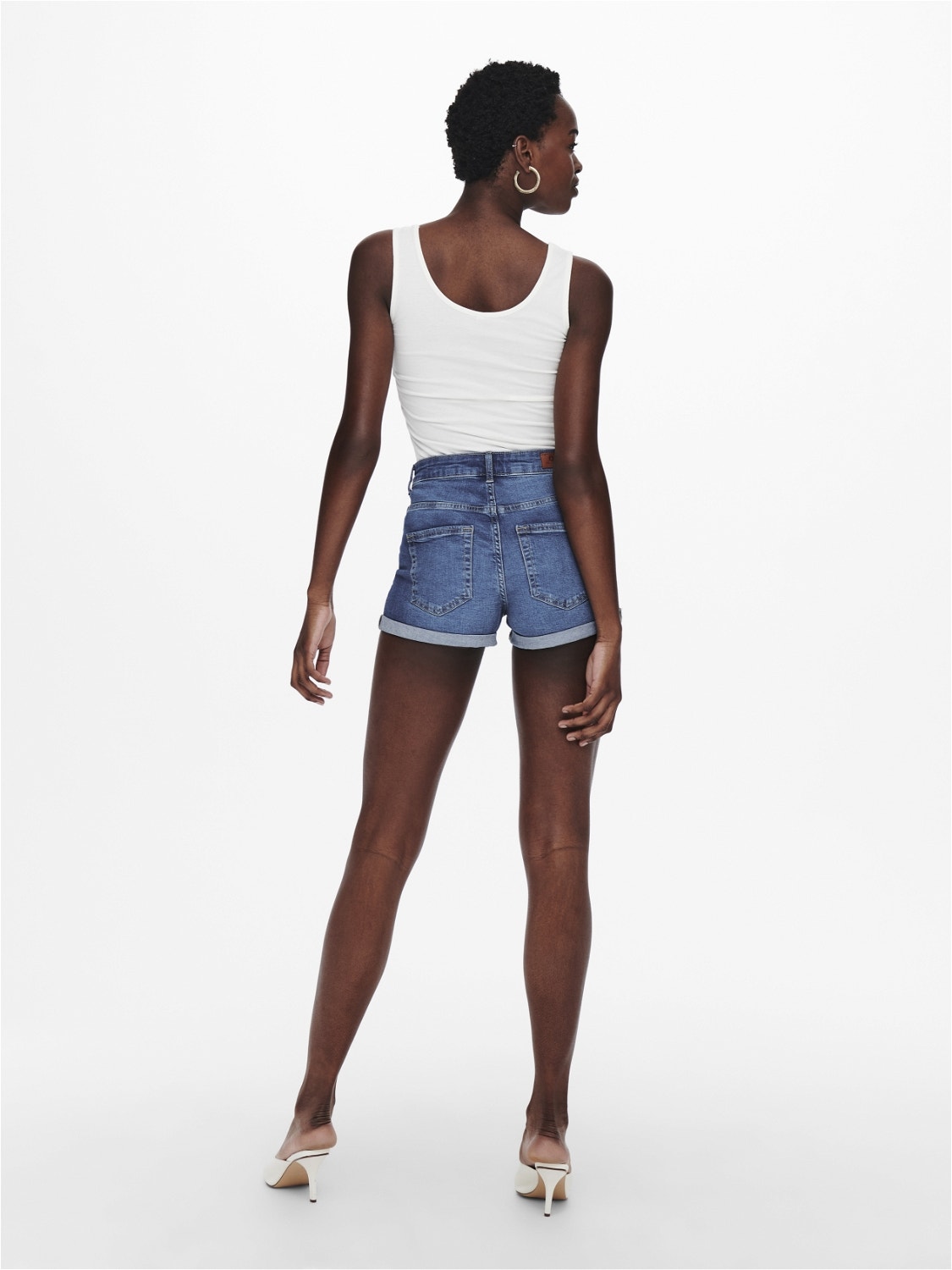 ONLY Skinny fit High waist Omvouwbare zomen Shorts -Medium Blue Denim - 15193715