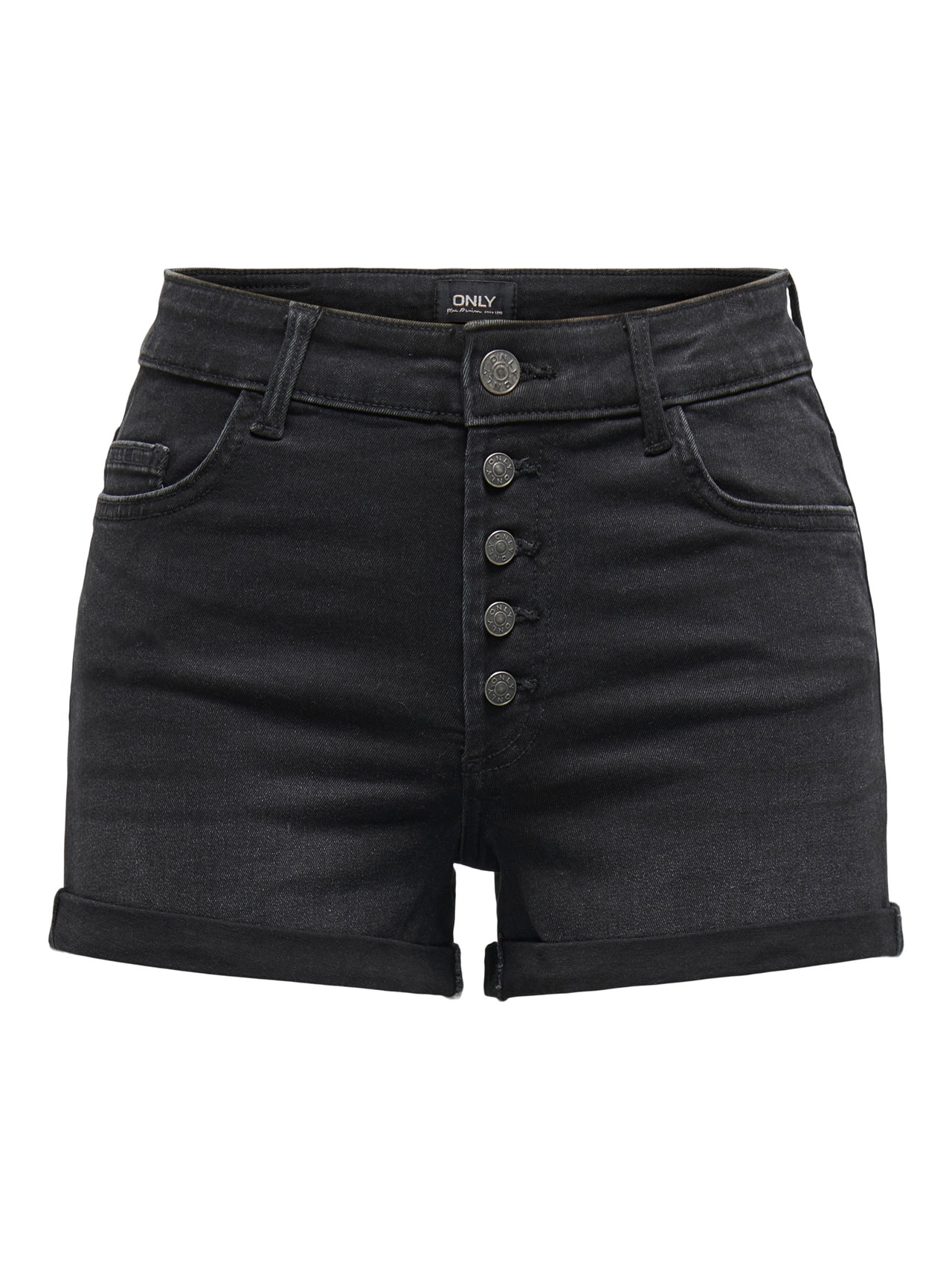 ONLY ONLHush HW Button Jeansshorts -Washed Black - 15193715