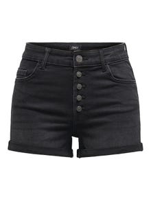 ONLY Shorts Skinny Fit Taille haute Ourlets repliés -Washed Black - 15193715