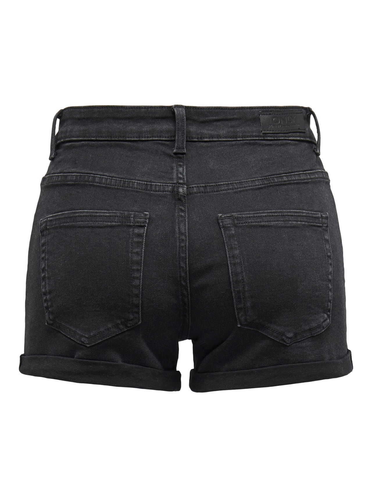 ONLY Shorts Skinny Fit Taille haute Ourlets repliés -Washed Black - 15193715