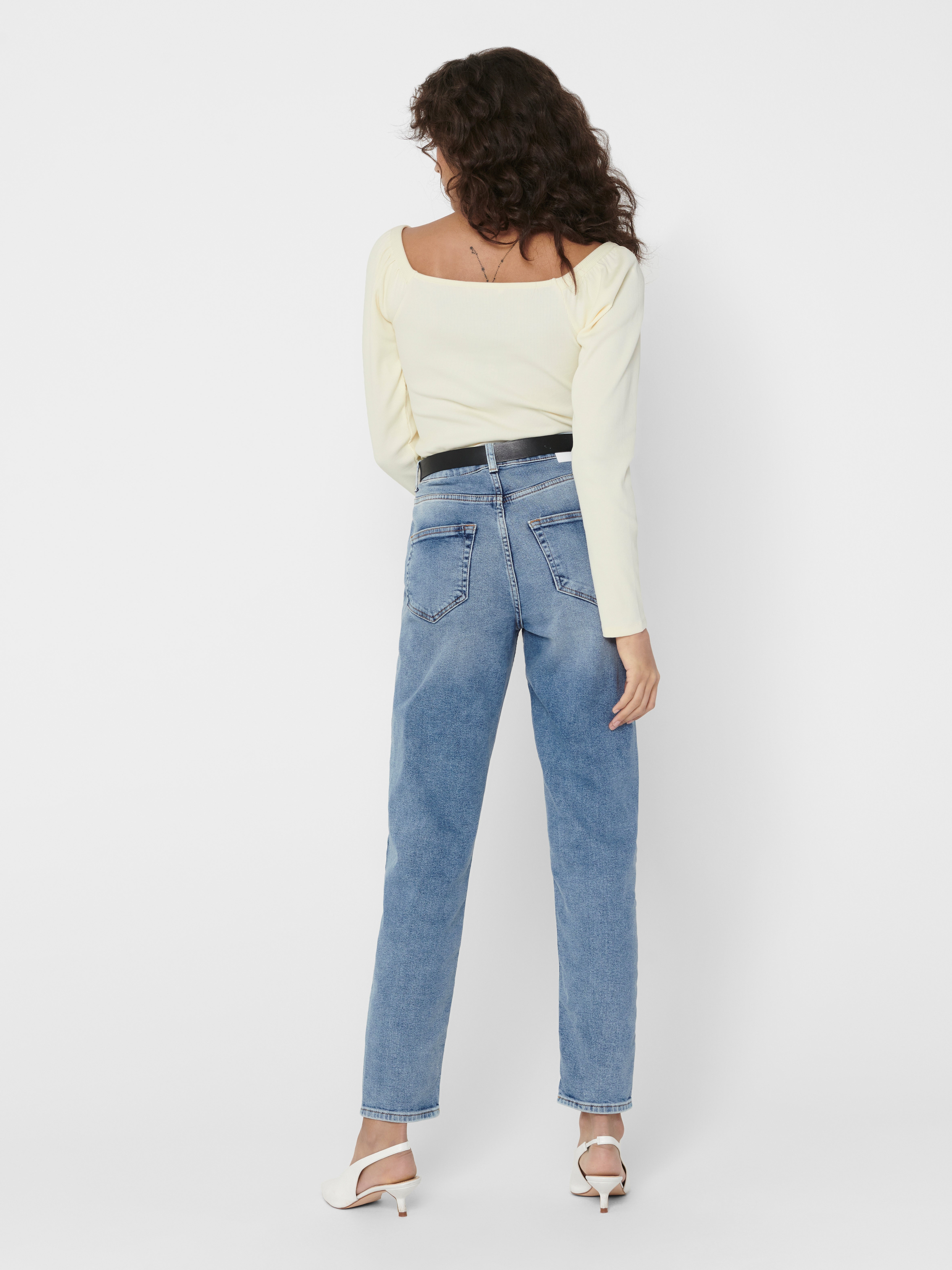 Jeans mom discount fit taille haute