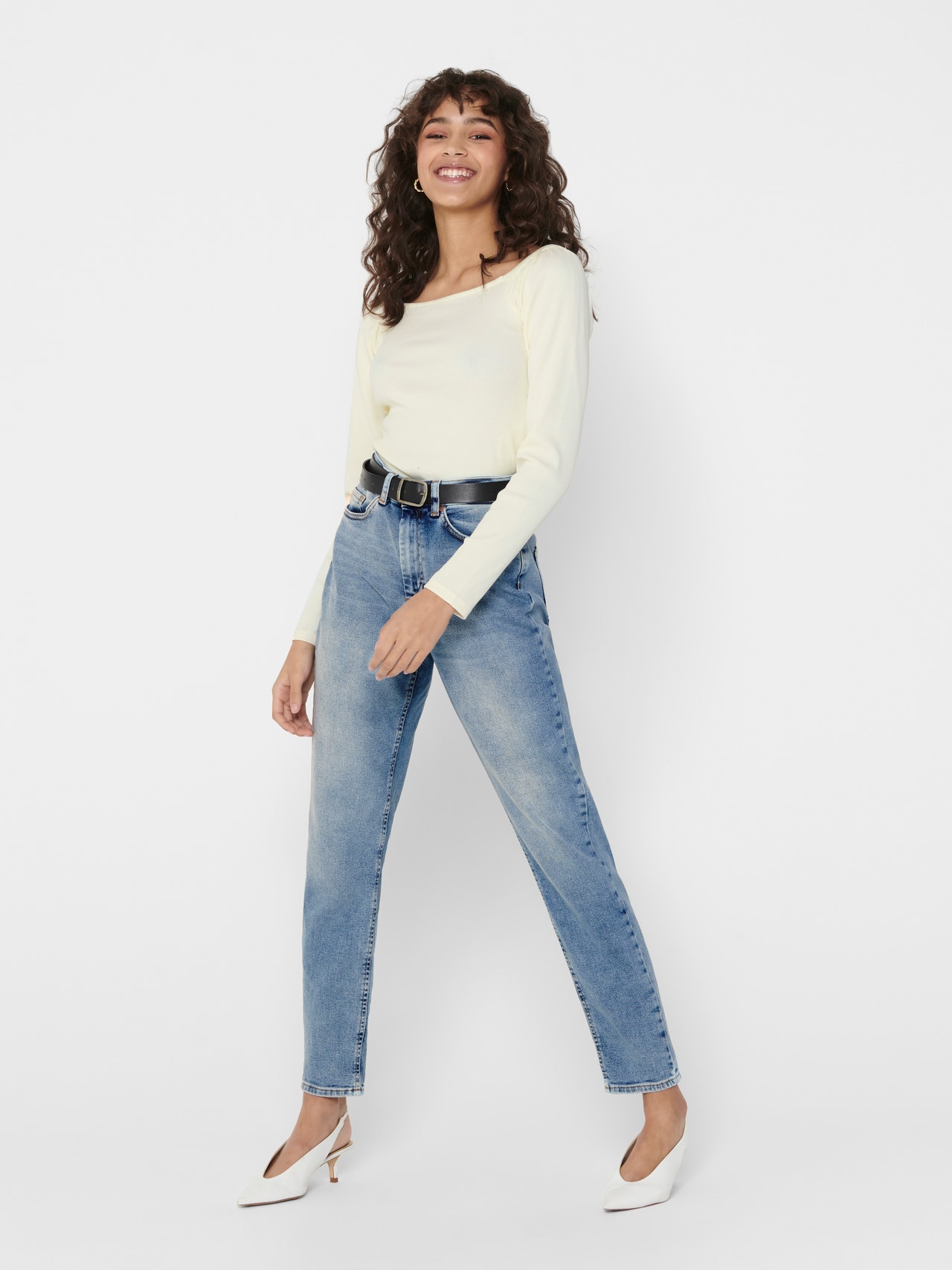 ONLY Jeans Mom Fit Taille haute -Light Blue Denim - 15193864