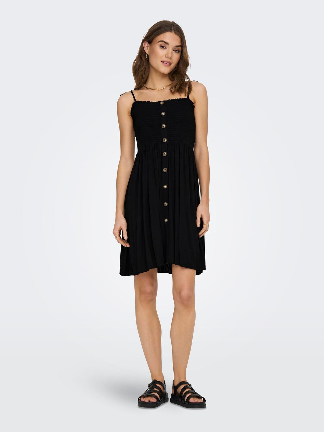 ONLY Regular Fit Square neck Adjustable straps Short dress -Black - 15193884
