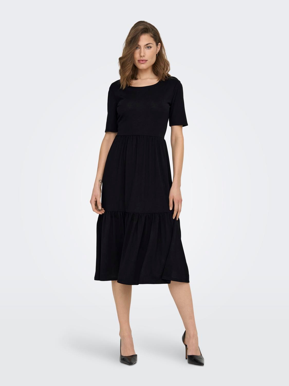 ONLY Loose Fit Round Neck Long dress -Black - 15195291