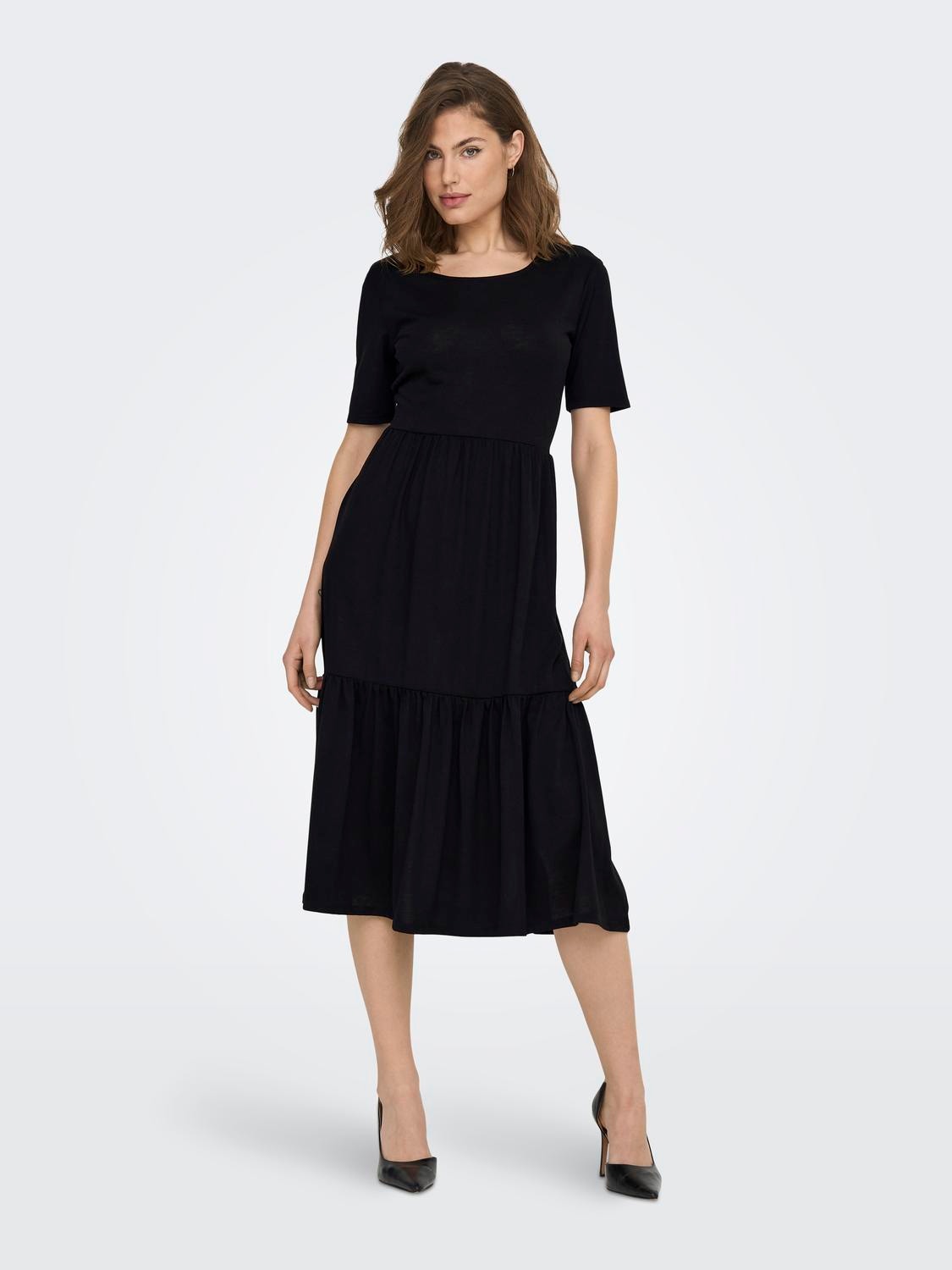 ONLY Loose Fit Round Neck Long dress -Black - 15195291