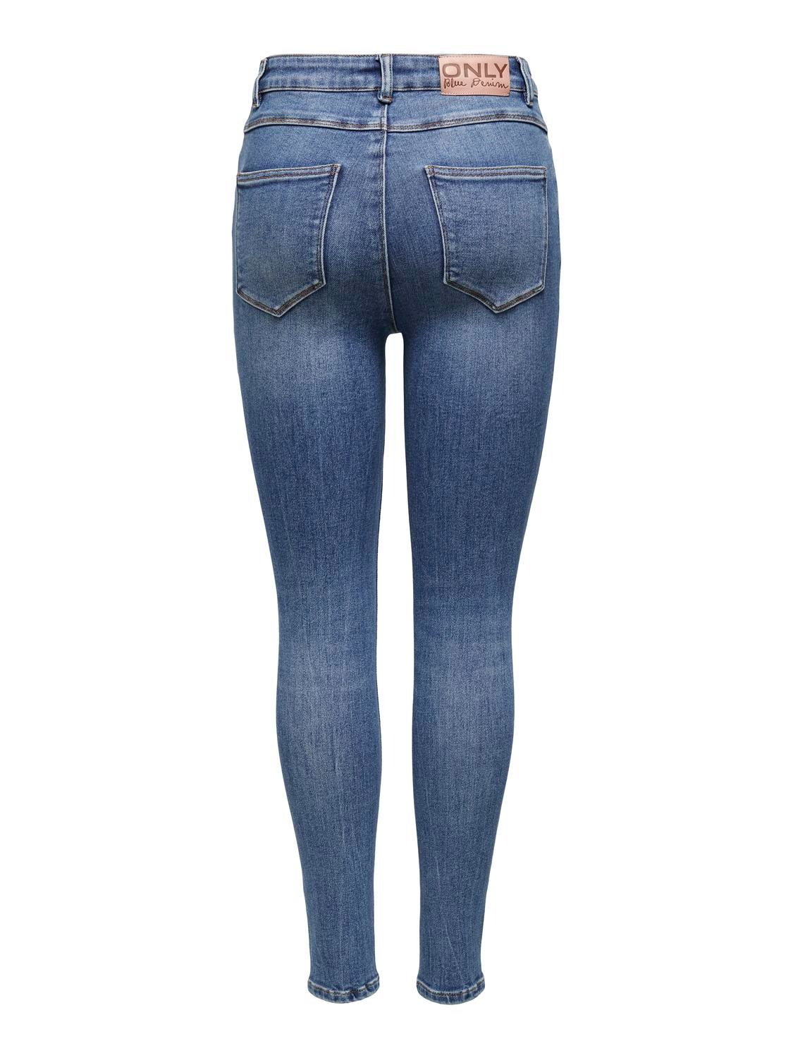 ONLY Skinny Fit Hohe Taille Offener Saum Jeans -Medium Blue Denim - 15195399