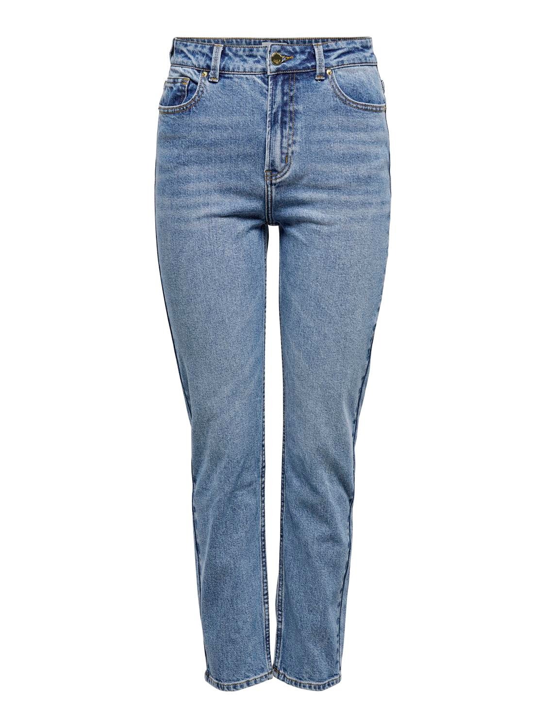ONLY Jeans Straight Fit Taille haute -Medium Blue Denim - 15195573