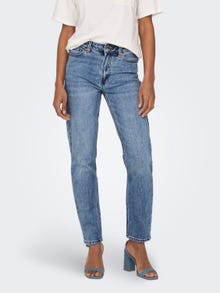 ONLY Gerade geschnitten Hohe Taille Jeans -Medium Blue Denim - 15195573